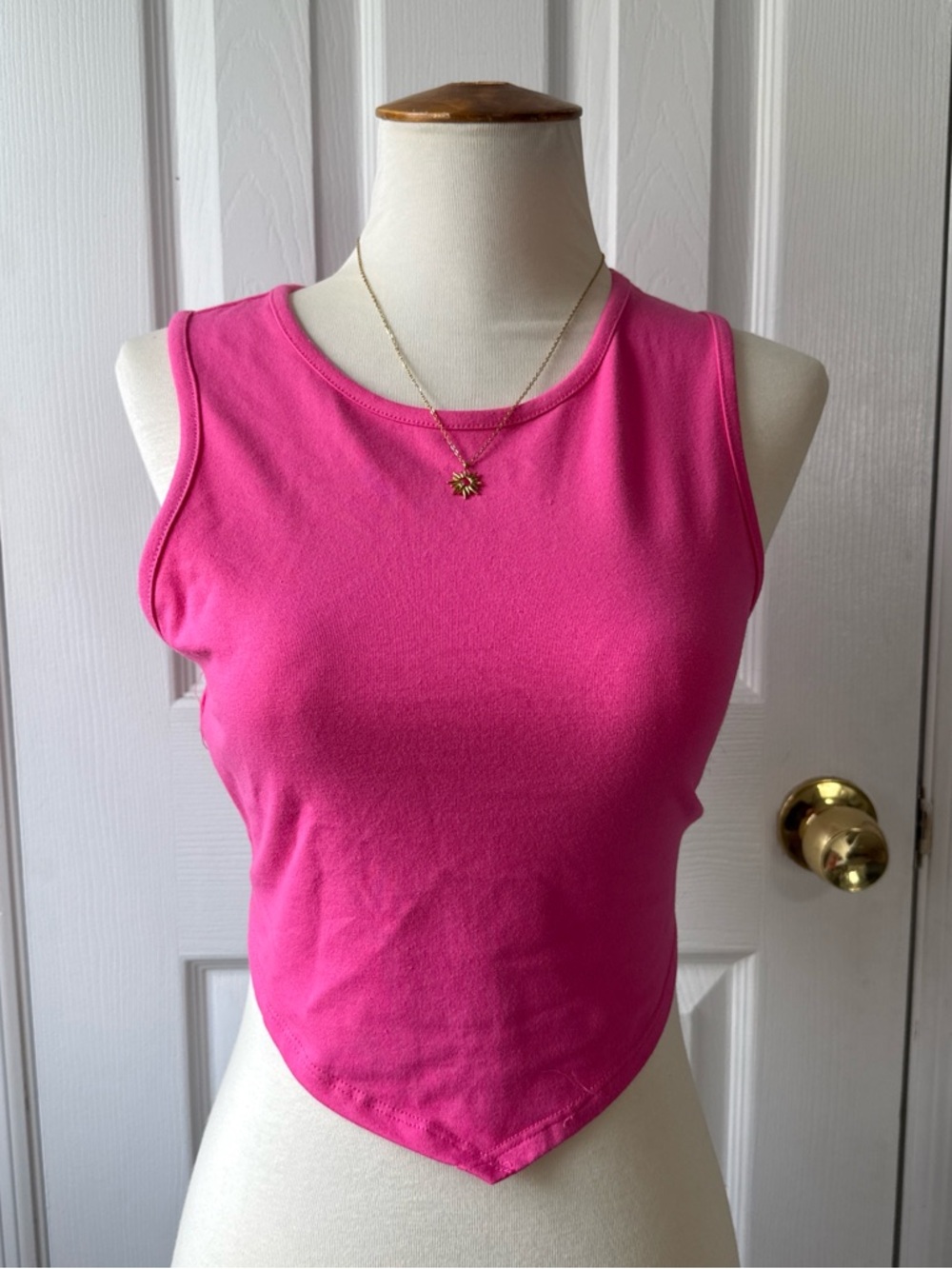 Garage Hot Pink Handkerchief Hem Tank Top